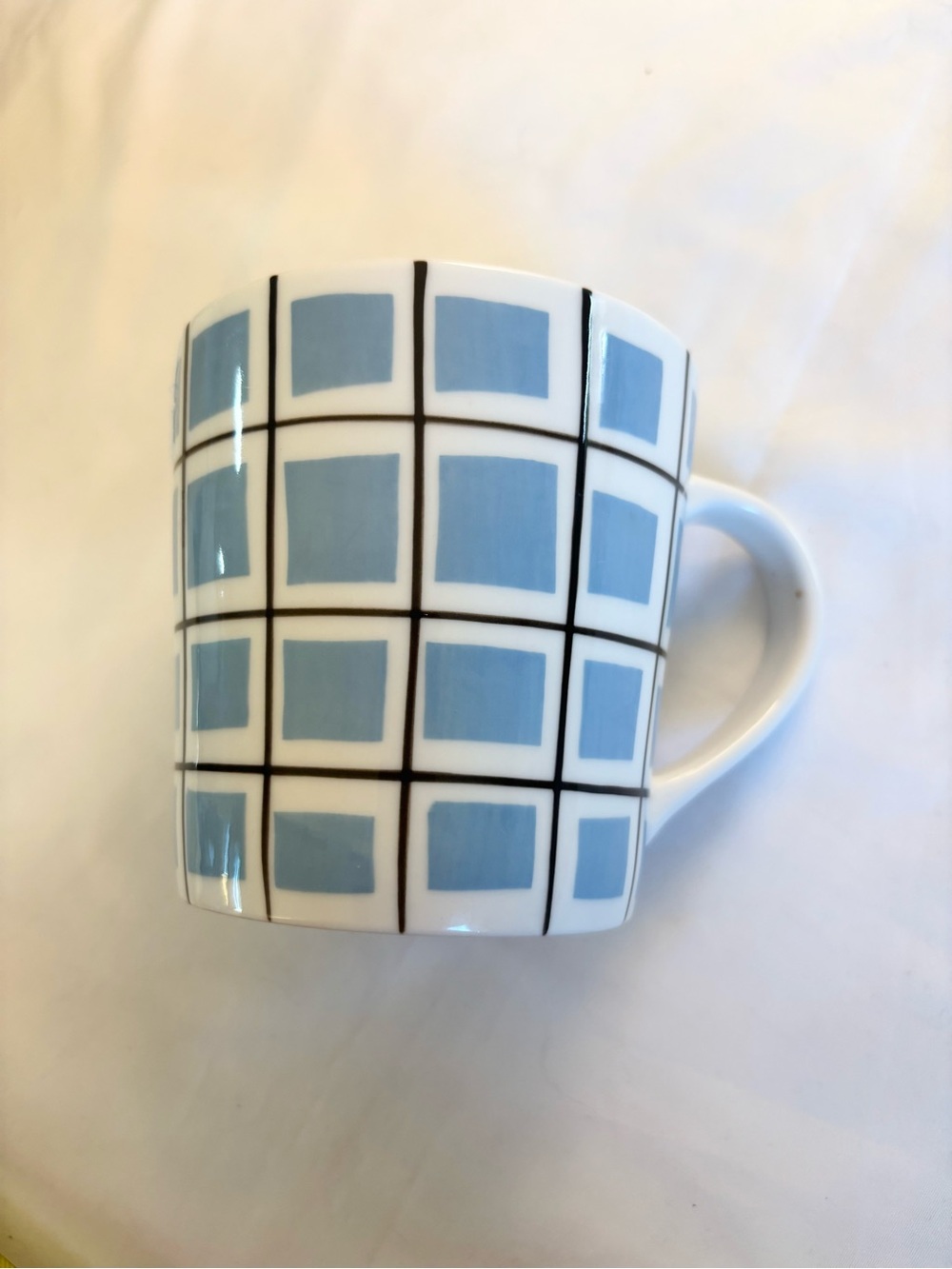 Starbucks barista series vintage collectible coffee Mug with Blue Square Grid